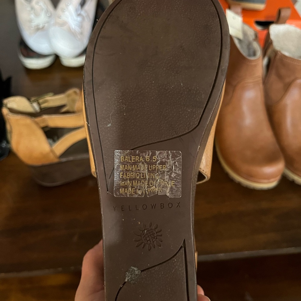 Yellow Box Tan Leather Sandals